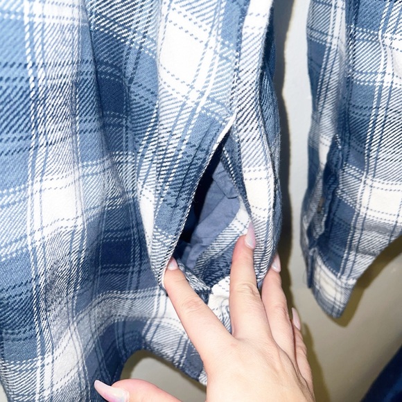 Buffalo Jean blue and white cotton plaid long sleeve men’s shirt - Picture 6 of 11